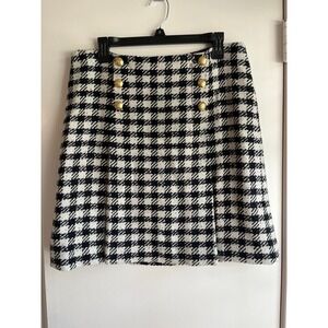 Talbots Wool Skirt Plaid And Gold Button Academia Preppy SZ 12P
